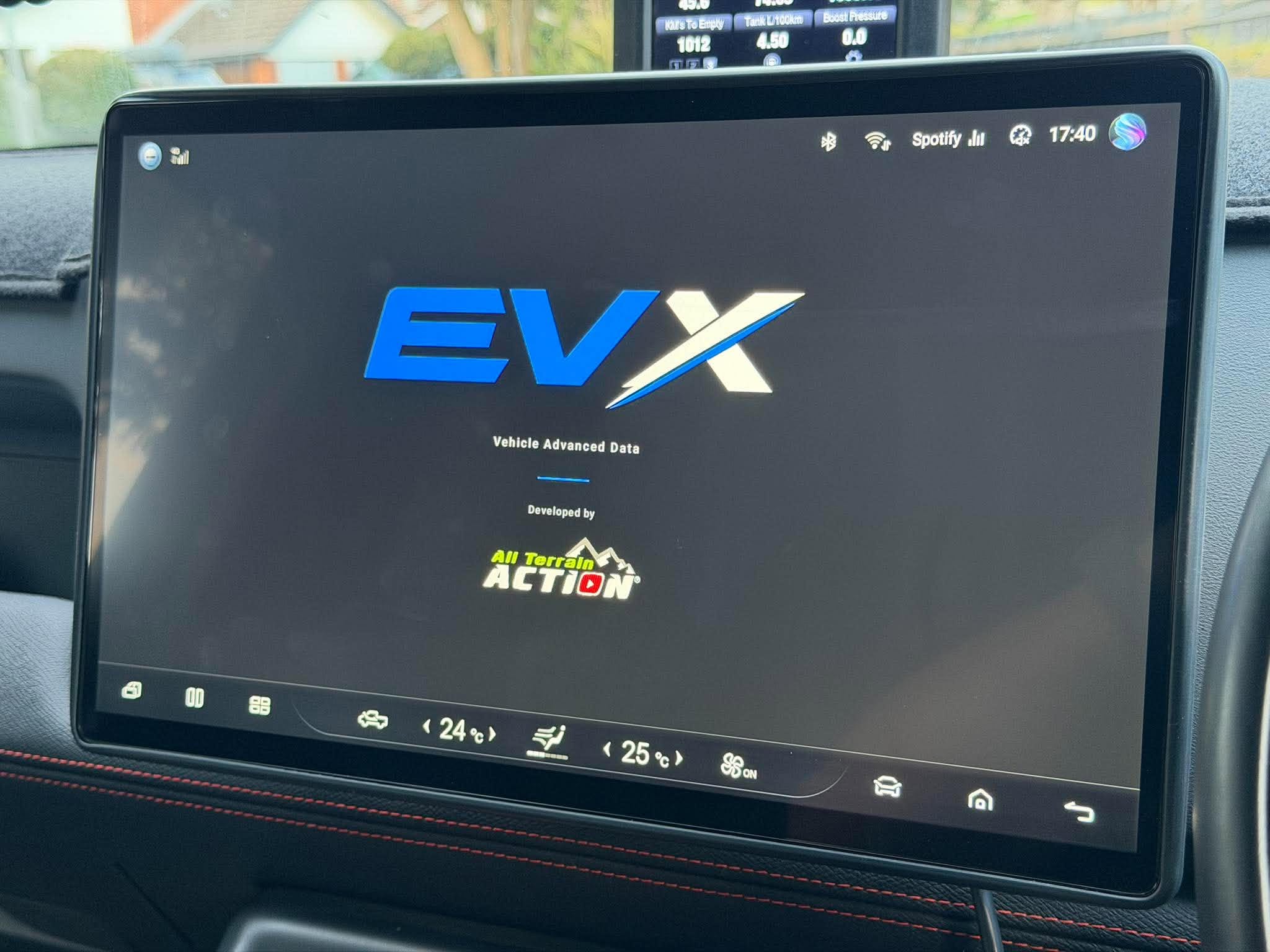 All Terrain EVX APP running on the vehicle display